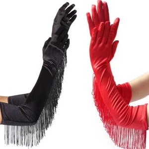 Guantes Largos Baile Latina Rendimiento Flecos Disfraz de Novia Accesorios Guantes - Imagen 1 de 4