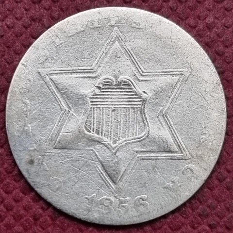 1856 Three Cent Silver Trime 3c Better Grade #57881 Cover