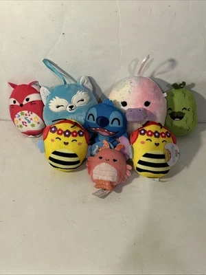Squishmallow Lot Of 7 And Stitch Plushies Blue Cat 4 Inch 4791 - Image 1 of 4