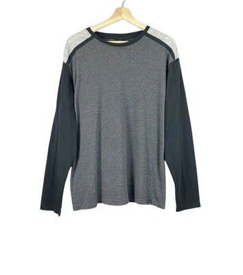 Camiseta de manga larga Burnside Performance para hombre en gris y negro talla extra grande Foto 1 de 4