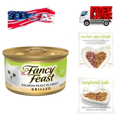 Purina Grilled Wet Cat Food Salmon Feast in Wet Cat Food Gravy - Pack of 24 3... - Image 1 of 4