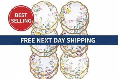12 Fairy Paper Plates 6.8 Floral Butterfly Disposable Party Decor - Image 1 of 4
