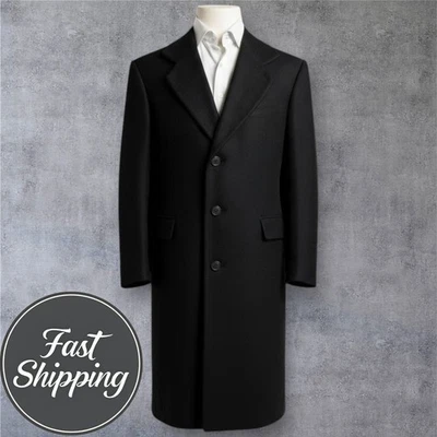 TUSCANO Oxford Vintage Mens Overcoat 42R Cashmere/Wool Charcoal Gray Coat - Image 1 of 4
