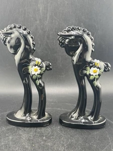 Mosser Glas Pony/Trojanisches Pferd schwarz handbemalt von B. Newtons Paar Rarität selten  - Bild 1 von 13