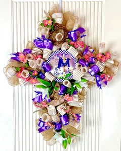 Ostern Lilie Kreuz Atemberaubende Frühlingsdeko für Ihr Zuhause Deko Netz Blumen Kreuz - Bild 1 von 3