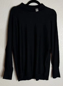 Chicos Womens XL Black Top Blouse Mock Neck Embellished Cashmere Blend Career - Picture 1 of 9