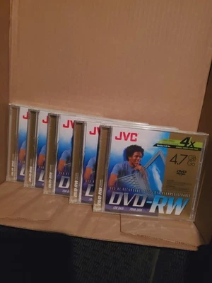 Lot Of 5 JVC DVD-RW 4.7GB Data High-Speed 4X Disc VD-W47EU FACTORY SEALED  - Image 1 of 3