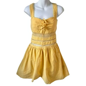 Romantisches gelbes Kleid Gr. Large Stretch Swiftie Country romantisch lässig kokett - Bild 1 von 17