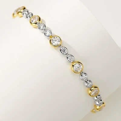 Full Round Moissanite Bubble Bracelet Women Chain 925 Sterling Silver Hip Hop - Image 1 of 4