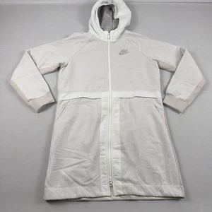 Nike Sportswear Jacket Youth Girls XL White Fleece Hooded Parka Lightweight Coat - Picture 1 of 15