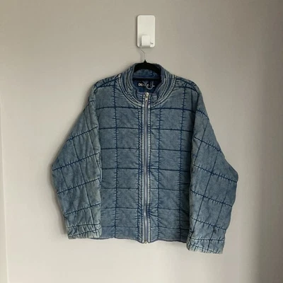 Джинсовая стеганая женская куртка Великобритания 16-18 синяя пэчворк богемное вестерн коттедж - Изображение 1 из 4