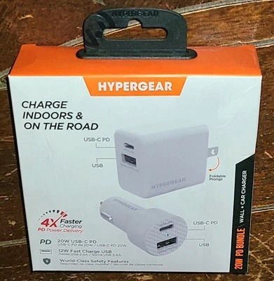 Hypergear *White* 20W PD Bundle: Dual Output Wall & Car Charger - Image 1 of 3