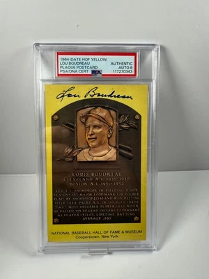 SIGNED - Hall of Fame Yellow Postcard -  Lou Boudreau Autographed HOF PSA/DNA - Image 1 of 2