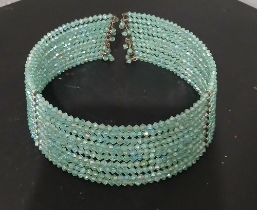 VETEMENTS Girocollo Vintage Azzurro Verde Perline Ottime Condizioni Bellissimo