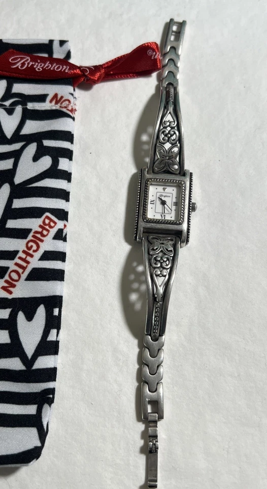 Brighton Womens XS HAMILTON Rectlr Silverplated Watch Face Bracelet New Battery - Image 1 of 1