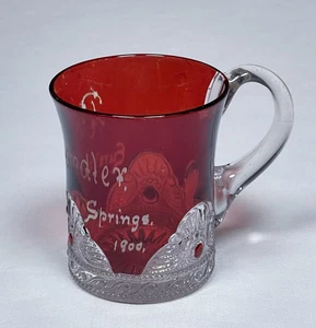 EAPG Ruby Stained US Glass Colorado Mug - RA Chandler Eureka Springs - 1900 - Picture 1 of 5