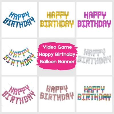Videojuego de 16 pulgadas feliz cumpleaños globo de aluminio nivel jugador control de juego fiesta Foto 1 de 2