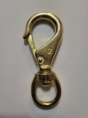 3 3/4" Brass wide open clasp/hook with 3/4 swivel eye. fast connect lead ropes. Foto 1 de 4