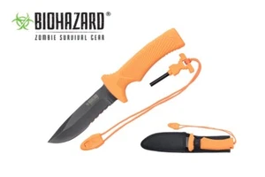 10" Black Blade and Orange Handle w/ Hidden Fire Starter - Picture 1 of 1
