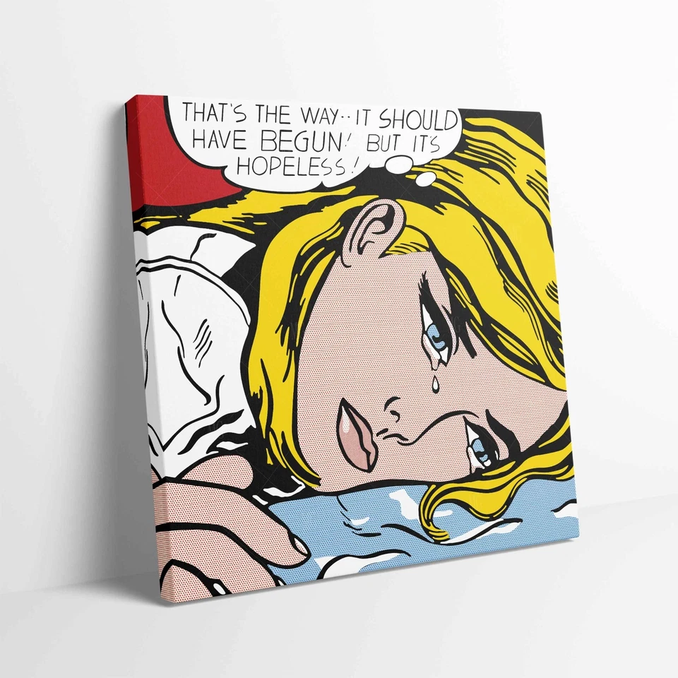 Roy Pop Art Hopeless Stretched Canvas Print Wall Deco Art More Sizes - Image 1 of 4
