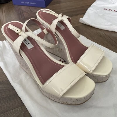 Bally Clivya Cork Wedge Platform Open Toe Sandal In White Size EU 39 - image 1 of 4