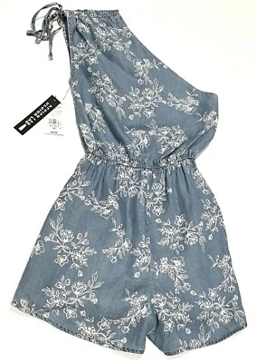 Design Lab Lord & Taylor Girls One Shoulder Shorts Romper Size X-small Blue - Image 1 of 4