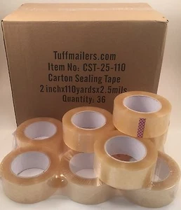 6 rolls Carton Sealing Clear Packing/Shipping/Box Tape- 2.5 Mil- 2" x 110 Yards - Picture 1 of 1