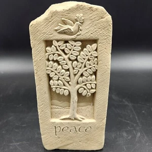Carruth Studios Peace Stone Wall Plaque Tree Dove Olive Branch 6.25" x 3" - Picture 1 of 13