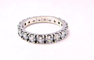 Authentic Pandora Ring, Silver Sparkling Row Eternity, 190050C01, Clear CZ - Picture 1 of 4