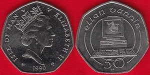 Isle of Man 50 pence 1990 km#212 "Computer" UNC - Picture 1 of 1