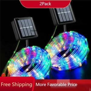 2Pack 100LED 39FT Solar Tube Strip Lights Night Light Ambient Light Garden Lamp - Picture 1 of 32