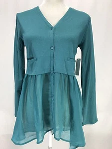 LOGO Littles x Lori Goldstein Button Front Cardigan Chiffon Trim Girls XXL 14/16 - Picture 1 of 10