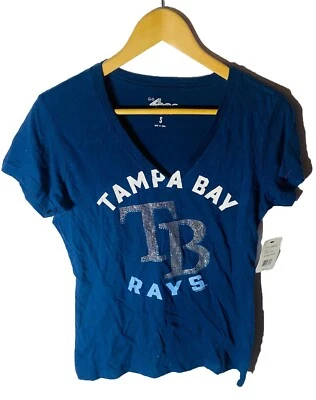 G-III Women's Tampa Bay Rays Strike Zone V-Neck T-Shirt, Navy, Small - Image 1 of 4