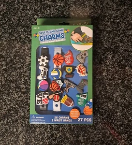 Sports & Game Charms With Wrist Bands New In Box, Fits Crocs - Picture 1 of 5