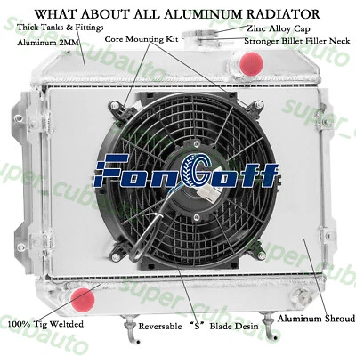 Fit 1974-85 Toyota Corolla KE30 KE38 KE55 KE70 AT 1.6L 3-Row Radiator+Shroud Fan Foto 1 de 4
