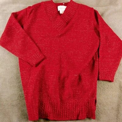 Vintage Diane Von Furstenberg Sparkly Sweater Womens Small Lipstick Red DVF XMAS - Image 1 of 4