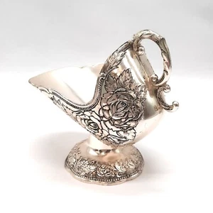 Sugar Scuttle Holiday Imports Japan Floral Ornate Rose Pattern Silver Plate - Picture 1 of 6