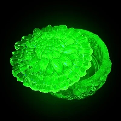 Caja de vidrio de uranio estilo flores vaselina amarillo vidrio transparente tocador caja de vidrio Foto 1 de 4