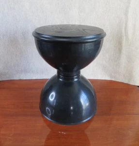 Vintage schwarze Sanduhr Fußhocker Trommel Stil Beistelltisch - Bild 1 von 9