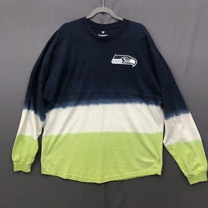 Camisa Seattle Seahawks Fanáticos Para Hombres Grande Azul Verde NFL Manga Larga Spellout - Imagen 1 de 10