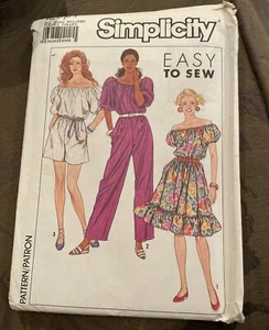 Simplicity 9621 VTG Pattern OFF  SHOULDER JUMPSUIT & DRESS ~ Misses PT-XL Boh - Picture 1 of 10