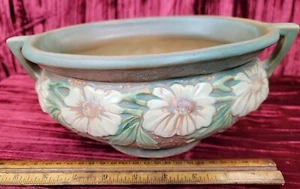 Antiguo tazón con mango ovalado de jardinero Roseville Dahlrose 10,75"" x 6"" maceta - Imagen 1 de 24