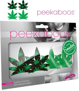 Peekaboo pezón pasteles a humo hojas de marihuana tatuaje temporal pintura corporal - Imagen 1 de 12