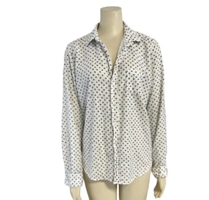 Frank & Eileen White Navy Stars Button Long Sleeve Shirt Womens Large - Picture 1 of 8
