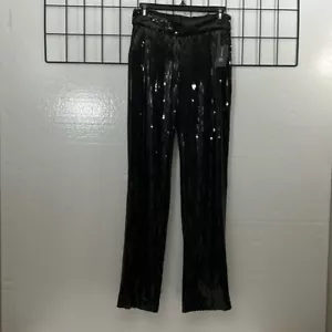 I.N.C Concepts Pant Women Size Small Black Fully Sequin Straight Leg Glam 60062 - Picture 1 of 8