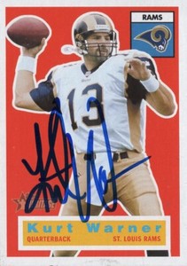 Kurt Warner Signed 2001 Topps Heritage Football Card #43 Rams HOF AUTOGRAPH