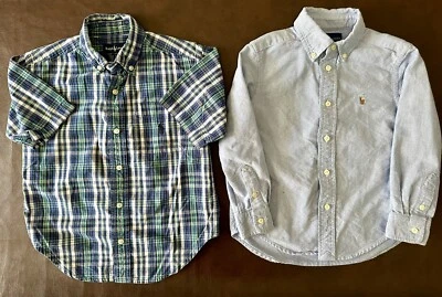 Lote de camisas polo Ralph Lauren niños pequeños a cuadros con botones/azul - talla 4/4T Foto 1 de 4