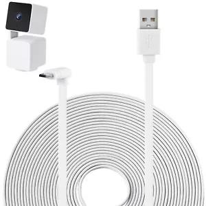 25FT USB Power Extension Cable for WYZE Cam Pan V3 90 Degree Flat Cord (White) - Picture 1 of 6