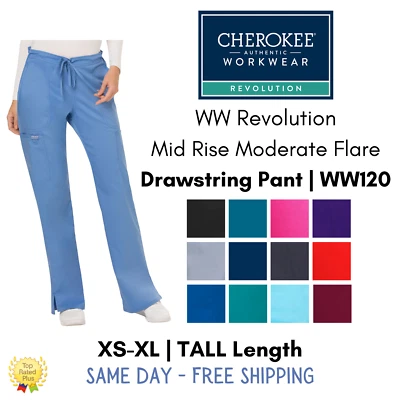 Cherokee Workwear Revolution Moderate Flare Drawstring Scrub Pant | WW120 TALL - Image 1 of 3