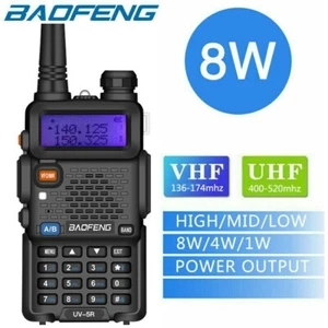 Transceptor de radios bidireccionales BaoFeng UV-5R real 8W walkie talkie doble banda VHF/UHF - Imagen 1 de 11